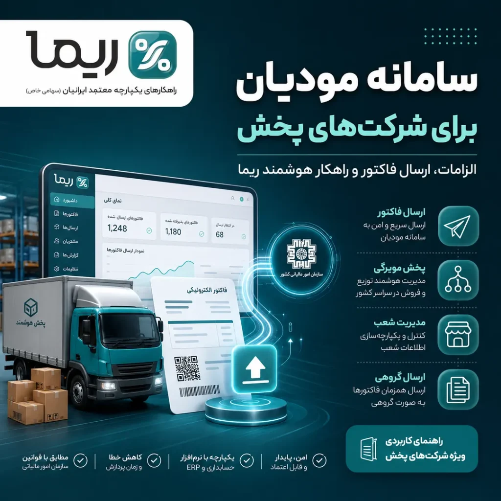 الزامات سامانه مودیان برای شرکت‌های پخش و ارسال فاکتور با خدمات ریما