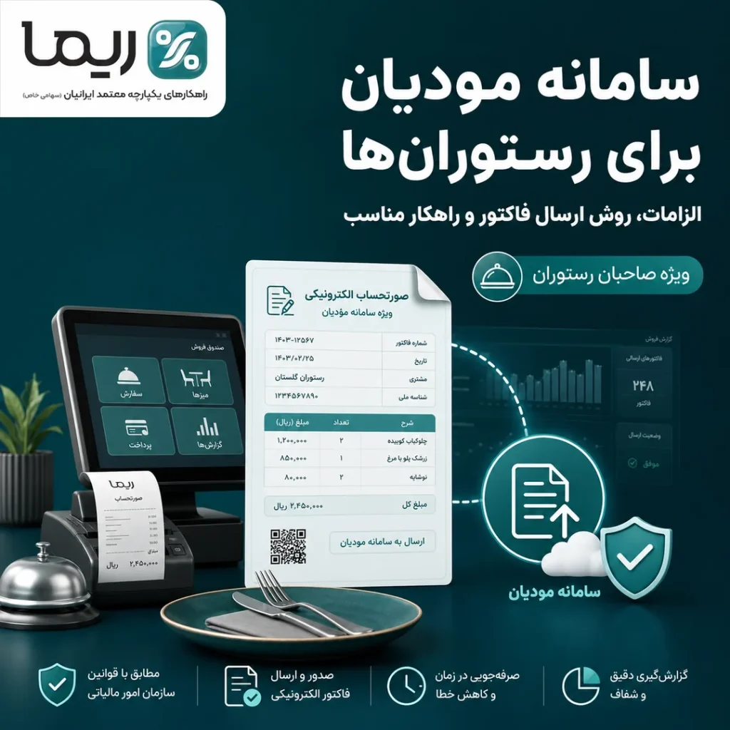 سامانه مودیان برای رستوران‌ها؛ الزامات، روش ارسال فاکتور و راهکار مناسب با ریما